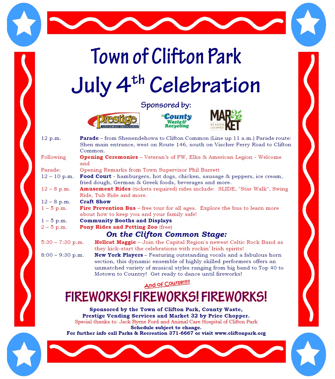 2017 July 4th Schedule of Events